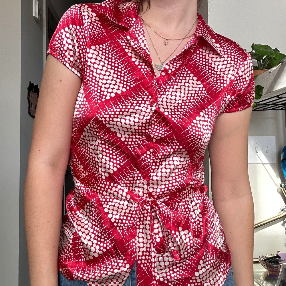 🖤 Y2k Wet Seal Red/White Blouse 💗 Size XS